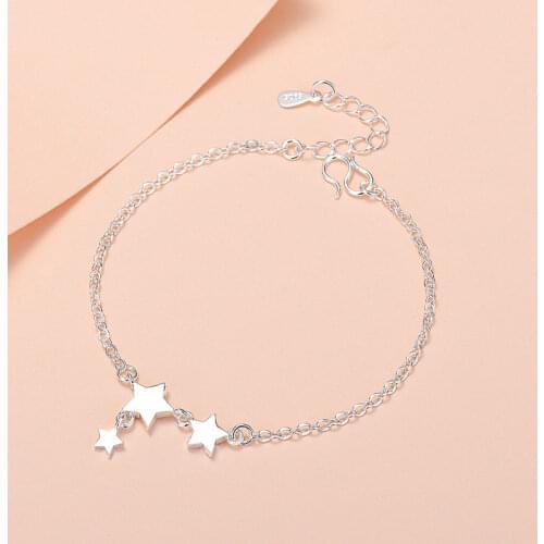 925 Sterling Silver Star Bracelets For Women Retro Charms Bangles Wedding Party Fine Jewelry Girls Gifts