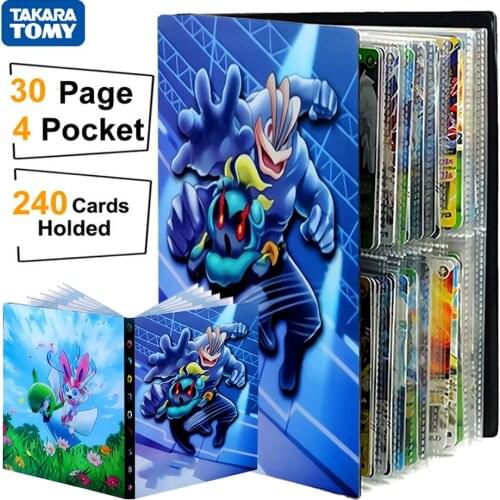 Pokemon Album 240 Card Book 4 Pocket Playing Game Collection Binde Anime Display Liver Pokémon Holder Map Folder Toys Kids Gift