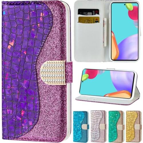 Bling Glitter Womens Wallet Case Flip Case For Samsung A01 A02S A10 A20 A40 A50 A70 A01 A11 A21 S A32 A41 A51 A52 A71 A72 Cover