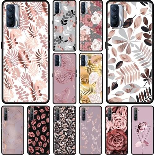Phone Shell For Realme V15 V13 GT Neo C25 C21 C20 C15 C11 C3 8 7 6 X50 Q2 Pro Q2i Fundas Pink Flower Leaf Coque TPU Case