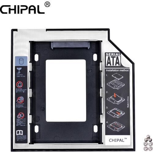 CHIPAL 10pcs Second HDD Caddy 9.5mm SATA 3.0 2.5" 2TB SSD Case Hard Disk Drive Enclosure with LED for Notebook CD/DVD-ROM ODD