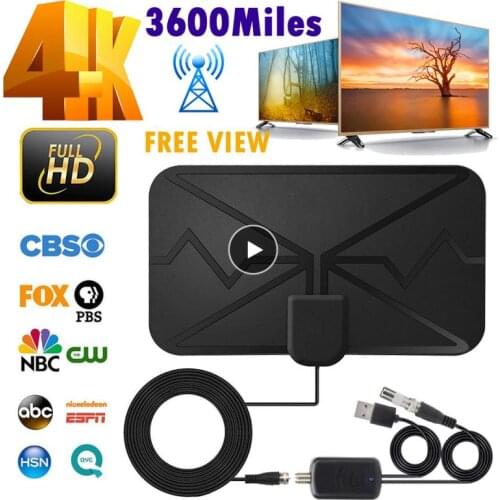 4K High Gain HD TV Box Digital TV Antenna 3600 Miles Booster Active Indoor Aerial With Amplifier Signal Booster DVB-T2 Aerial