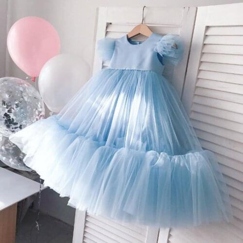 Kids dresses for girls Unicorn Birthday Blue Childrens Princess Tutu Evening Dress Wedding Party Christmas Baby girl clothes