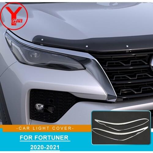 For Toyota Fortuner Sw4 2020 2021 ABS Chrome Car Head Light Cover Trim Front Headlight Lamp Covers Decoration Accessories YCSUNZ