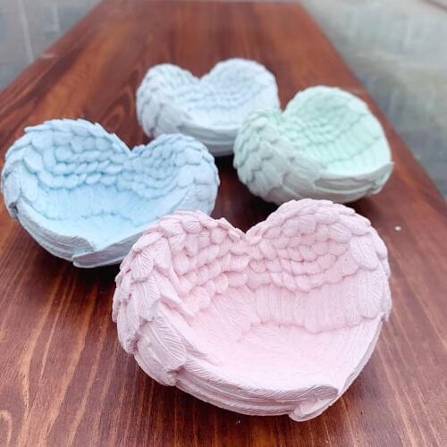 Two sizes of praying angel wings mold silicone concrete aroma plaster gypsum mold feather wings shape clay cement mould