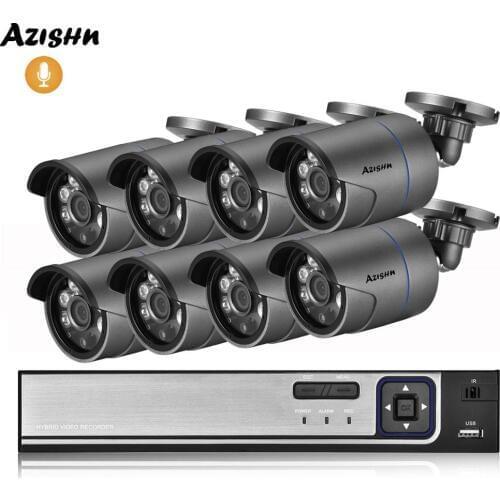 AZISHN 8CH 5MP POE NVR H.265 CCTV Security System 2.0MP Audio Record 1080P Outdoor IP Camera Surveillance Video Kit