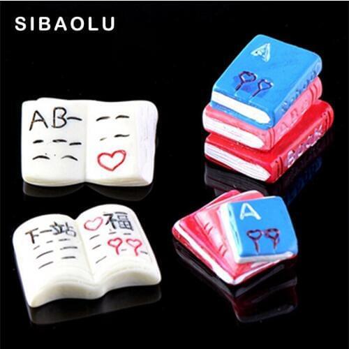 Book Figurine decoration fairy garden Moss Ornament miniature Cartoon Animal Food Statu resin craft Gift TNB065