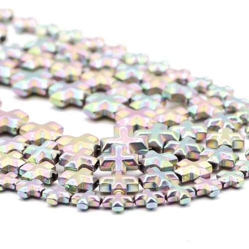 Cross Jesus Purple Hematite Natural Stone Charm Spacer Loose Beads For Jewelry Making Handmade DIY Bracelet Accessories 6/8/10MM