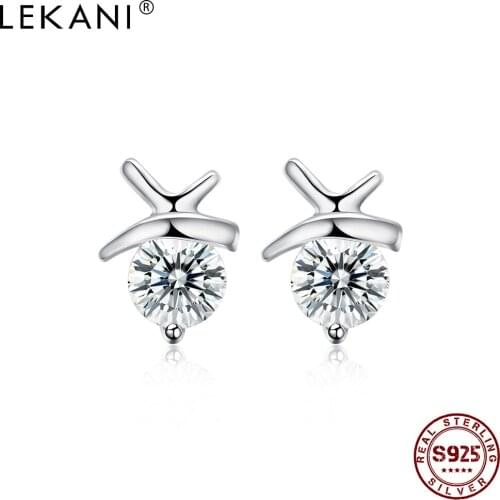 LEKANI 925 Sterling Silver Earrings Real Silver Earrings For Women Send Friends Fashion Romantic Zircon Engagement Gift