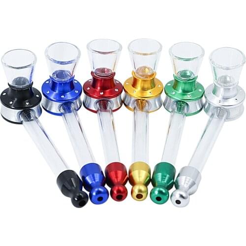 TOPPUFF Pyrex Glass Smoking Pipe Tobacco Herb Metal Smoking Pipe Removable Aluminum Smoke Pipes For Accessories