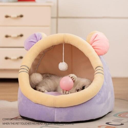 Washable Cat Bed Warm Pet Basket Soft House Cave Kitten Cushion Nest Cat House Tent For Small Dog Mat Bag Cats Sleeping Bag Cave