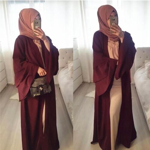 Muslim Adult cascading ruffles Muslim abaya dress Robes Arab Malaysia Ramadan muslim Worship Service abaya with belt Wq315