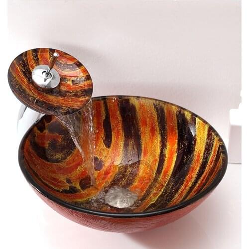 New Round Bath Bathroom Tempered Glass Vessel Sink Bowl