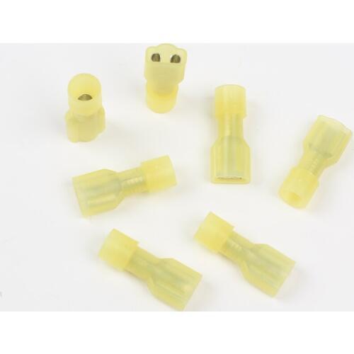 NEW 50PCS FDFN5-250 FDFN5.5-250 NYLON brass Female Insulated Spade joint Cable Wire Connector suit 4-6mm2 12-10AWG