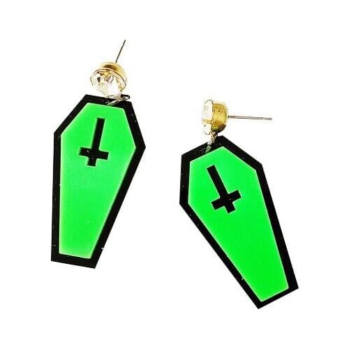 New Cute Fluorescence Green Cross Earrings for Women Night Club Hiphop Jewelry Cool Necklac Acrylic Earrings Pendientes Grandes