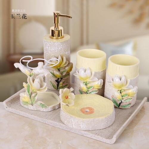 New bathroom five-piece resin bathroom set wash kit European bathroom supplies kit creative wedding LO725520