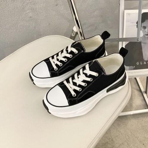 Increased Thick-soled Dissolving Canvas Shoes, Explosive Models Low-top Womens Shoes In 2021 New Niche Small Whiteboard Shoes