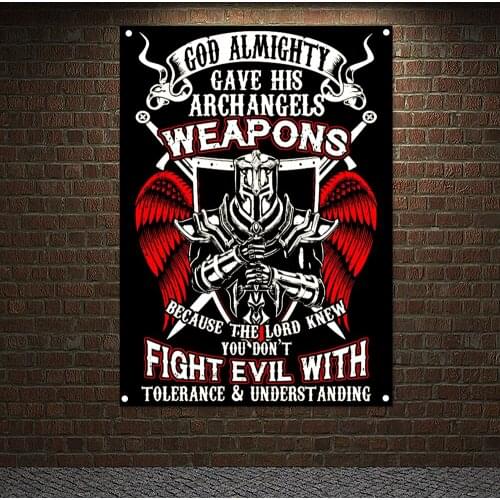 Knights Templar Art Tapestry Banners Vintage Medieval Warrior Crusader Posters Wall Art Flags Mural Canvas Painting Home Decor 2