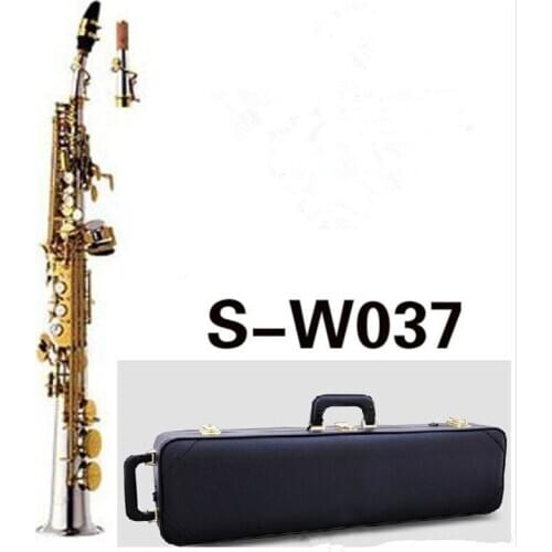 New saxophone SS-W037 B flat Soprano Saxophone Musical Instruments Sax Brass Nickel Silver plated and Case Professional
