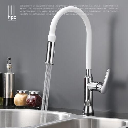 Modern Chrome Finish Brass Pull Out Sprayer Single Handle Swivel Spout Vessel Sink Kitchen Faucet Deck Mount Mixer Tap
