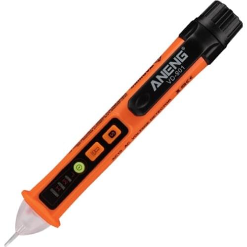 AC 12V-1000V Voltage Tester Pen Non-Contact Volt Detector Stick Adjustable Range Buzzer Sound Light Alarm Alert Flashlight VD901