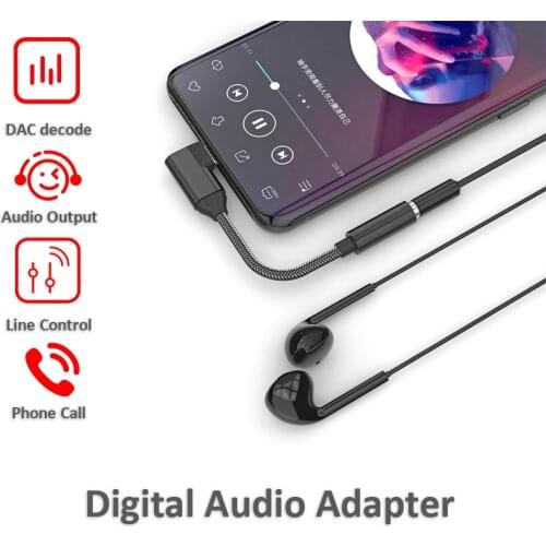 USB Type C to 3.5mm Audio Adapter DAC Decoder PCM 16Bits/48kHz for Google Pixel SAMSUNG Note10 Note 10+ Android Mobile iPad Pro