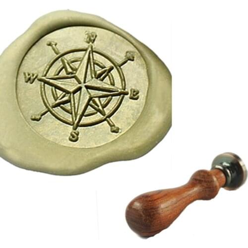 MDLG Custom Vintage Compass Star Orientation Personalized Picture Letter Logo Wedding Invitation Wax Seal Stamp Set