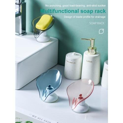 Rotating Sucker Sucker Soap Box Leaf-shaped Soap Holder Drain Rack Toilet Perforated Free Standing Suction Cup Travel Bathroom