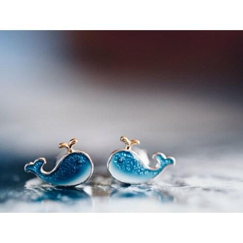 New 925 Silver Cute Whale Models Simple Fresh Wild Earrings Temperament Personality Small Stud Earrings For Women Fine Jewelry