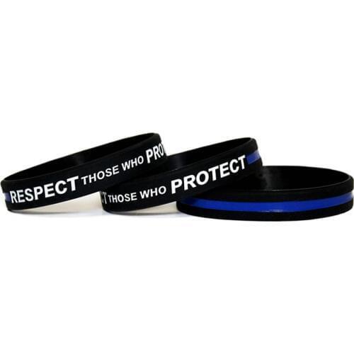 100 USA United states American Police blue thin line wristbands Respect Those who protect wristband bracelet bangle wrist bands