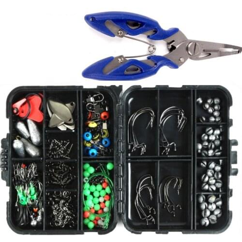 188 Pieces Fishing Accessories Sea Fishing Tackle Box Swivel Crank Hook Pliers Stainless Steel Anti-corrosion Fishing Goods