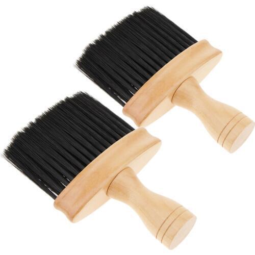 2x Soft Neck Duster Cleaning Brush Hairdressing Hairbrush Wooden Handle