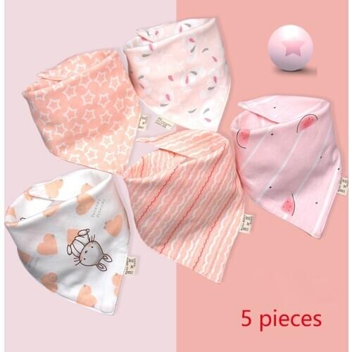 4/5pcs/batch cartoon printed saliva towel baby triangle double layer cotton baby boy and girl feeding apron cotton headband bib
