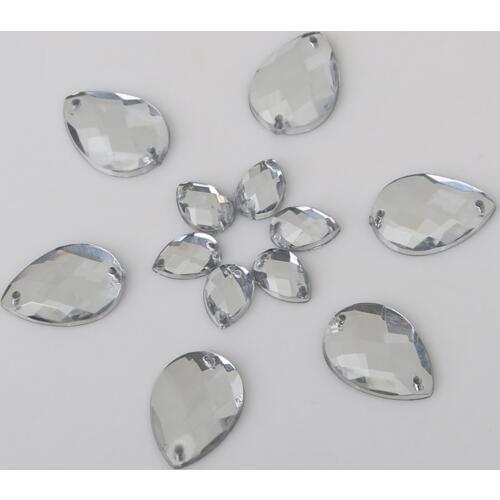 50/100pcs Sewing Flatback Rhinestones Drop Shape Acrylic Beads Sew On Strass Stones For Bag Shoes Clothes Craft Decoration