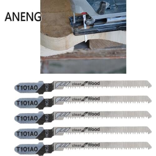 ANENG 5 Pcs T101AO HCS T-Shank Jigsaw Blades Curve Cutting Tool Kits For Wood Plastic