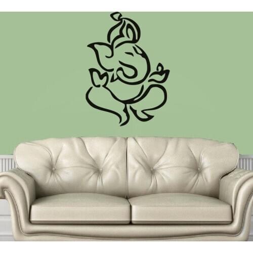 Free Shipping Indian Elephant Ganesha Silhouette Lord Wall Sticker Vinyl Wall Mural For Home Bedroom Decoration Y-502