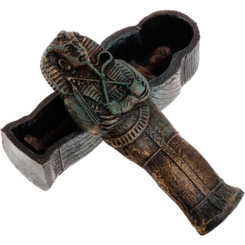 Aquarium Mummy Egypt Fish Tank Landscape Decoration For Reptile Case Hide Play Ornaments Resin Skull Skeleton Exquisite Handmade