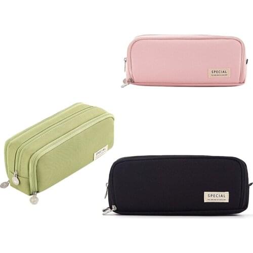 ANGOO Pencil Case 3 Compartment Pouch Pen Bag for School Teen Girl Boy Men Women