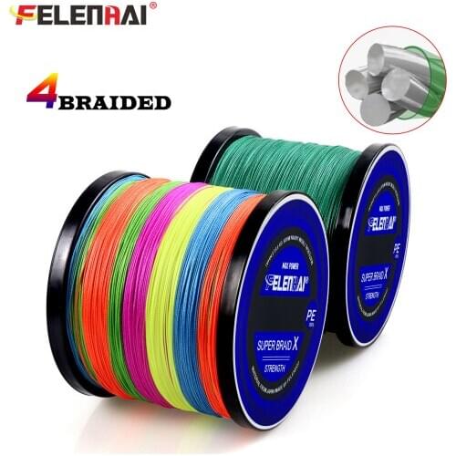 FELENHAI Braided Fishing Line 300M 500M 1000M 4 Strands Smooth PE Multifilament Line 10-150lb Carp Feeder Sea Lure Ice Fishing