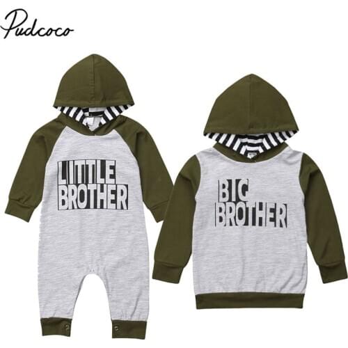 2019 Baby Spring Autumn Clothing Brother Match Baby Kids Boy Top Hoodies Infant Romper Long Sleeve Letter Casual Clothes Outfit