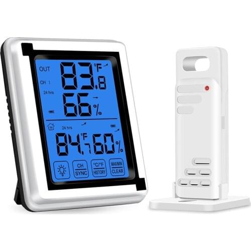 Hygrometer Humidity Gauge Meter - Wireless Indoor Outdoor Thermometer with 1 Remote Sensor for Greenhouse Nursery Garden