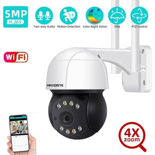 H.265 5MP PTZ Wifi IP Camera Outdoor AI Motion Detection Wireless Camera Two-Way Audio 2MP Smart Color Night Security CCTV Cam