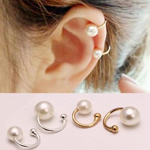 1PC Ear Cuff Clip on Imitation Pearl Earrings Ear Bone Fake Piercing Ear Cuffs For Women Jewelry No Hole Accessorie Girl Gift