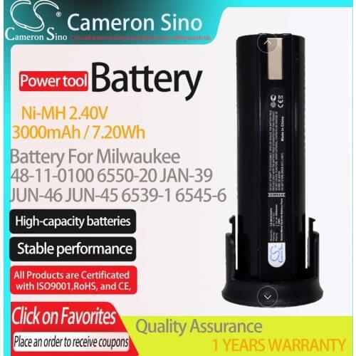 Cameron Sino Battery for Milwaukee 48-11-0100 fits Milwaukee 6550-20 JAN-38 JAN-39 JAN-46 JUN-39 Power Tools Replacement battery
