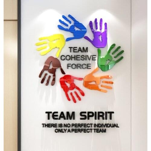 Colorful Palm Acrylic Wall Stickers For living room Team Cohesiveness Office Wall Decoration DIY Art Home decor Hot sale