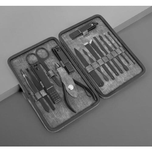 Stainless Steel Black Nail Clippers Set Nail Clippers 15 Sets Nail Clippers Manicure Tools Beauty Set Nail Scissors Tools