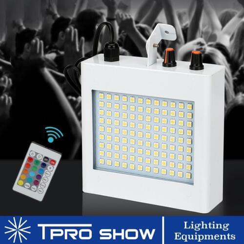 Strobe Mini Disco Light 108 LED RGB White Color Stroboscope Speed Adjustable Auto or Remote Control for Home Party Club Non DMX