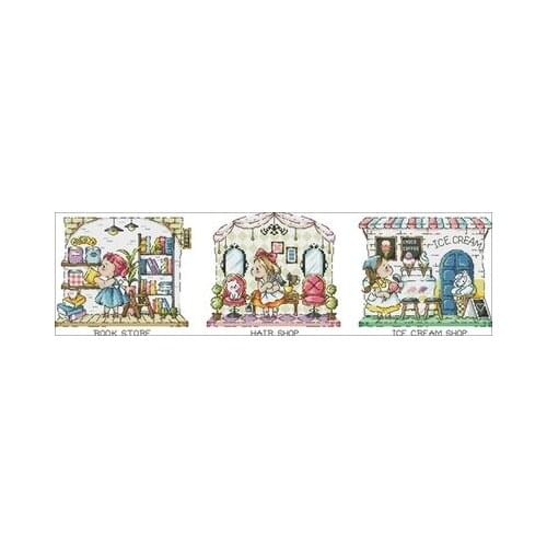Cartoon 170-small shop Needlework,For Embroidery,DIY 14CT Unprinted Arts Cross stitch kits Set Cross-Stitching Home Decor