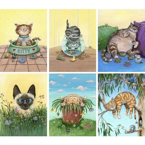 5D DIY Cartoon Funny Lazy Cat Diamond Painting Full Drill Embroidery Cross Stitch Mosaic Craft Kit Home Decor Christmas Gift