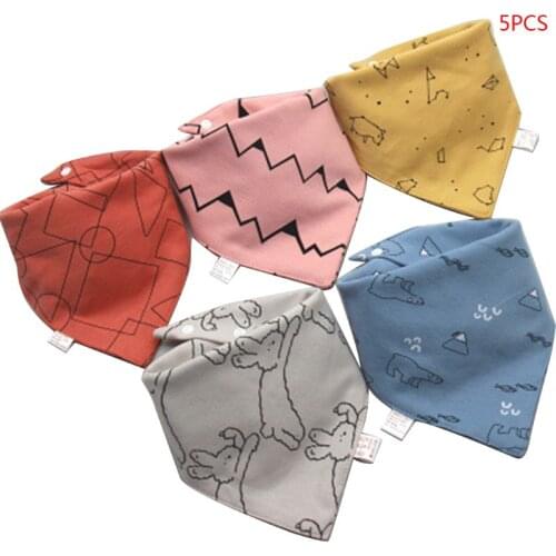 5 Pcs/Pack Baby Cotton Feeding Bibs Infant Scarf Kid Towel Boys Girls Bandana Saliva Triangle Dribble